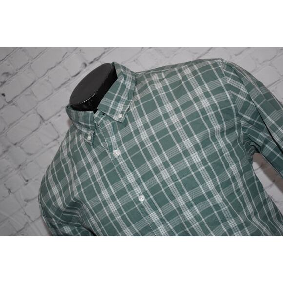 J Crew Dress Shirt Button Up Men Size XL Flex Washed Slim Untucked Fit Green - Picture 1 of 5